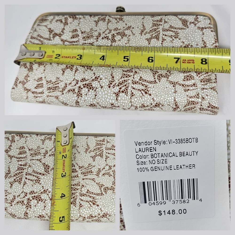 Hobo International Lauren Botanical Beauty Leather Double Frame Kisslock Clutch - Picture 7 of 10